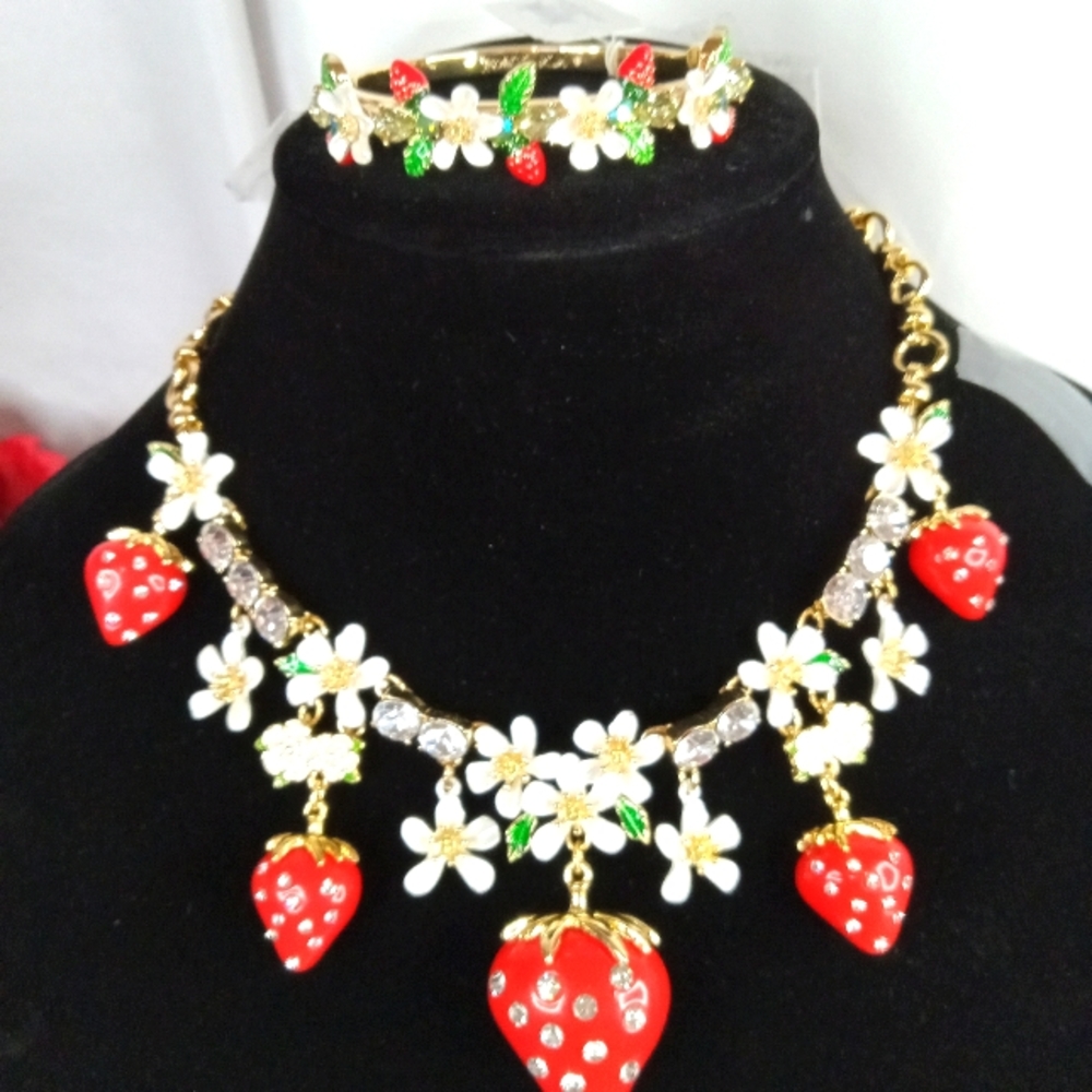 Betsey johnson strawberry necklace set